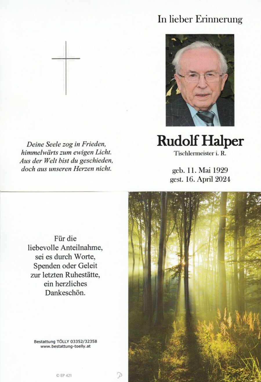 Gedenkkarte Rudolf Halper