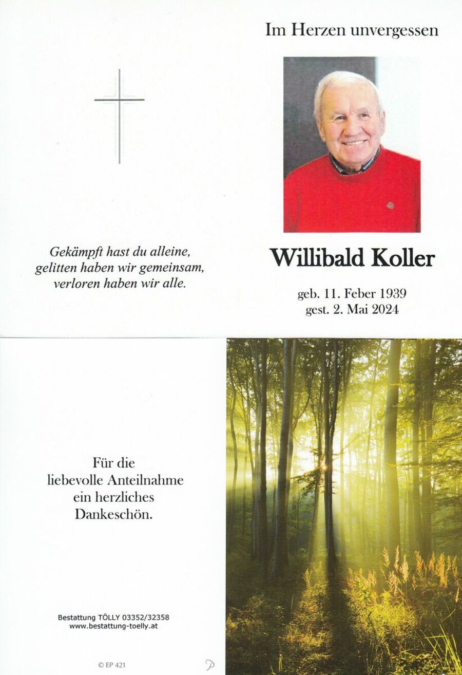 Gedenkkarte Willibald Koller