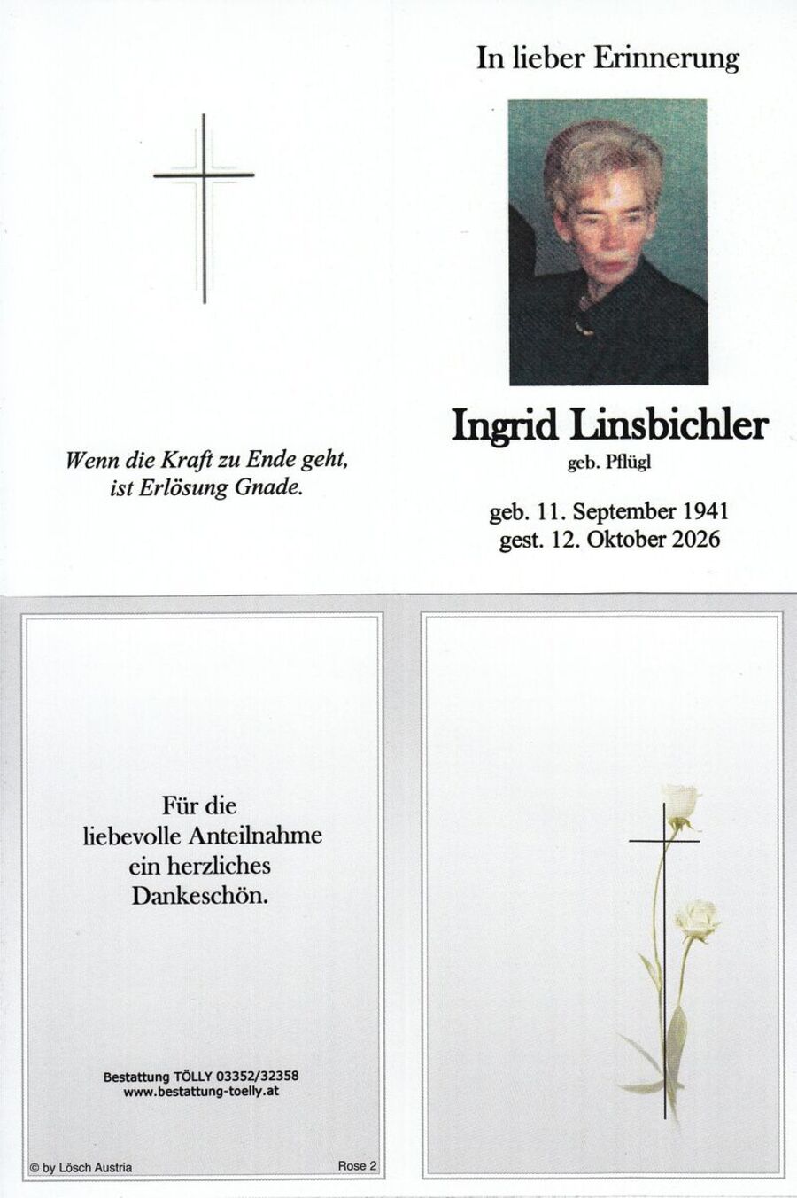 Gedenkkarte Ingrid Linsbichler