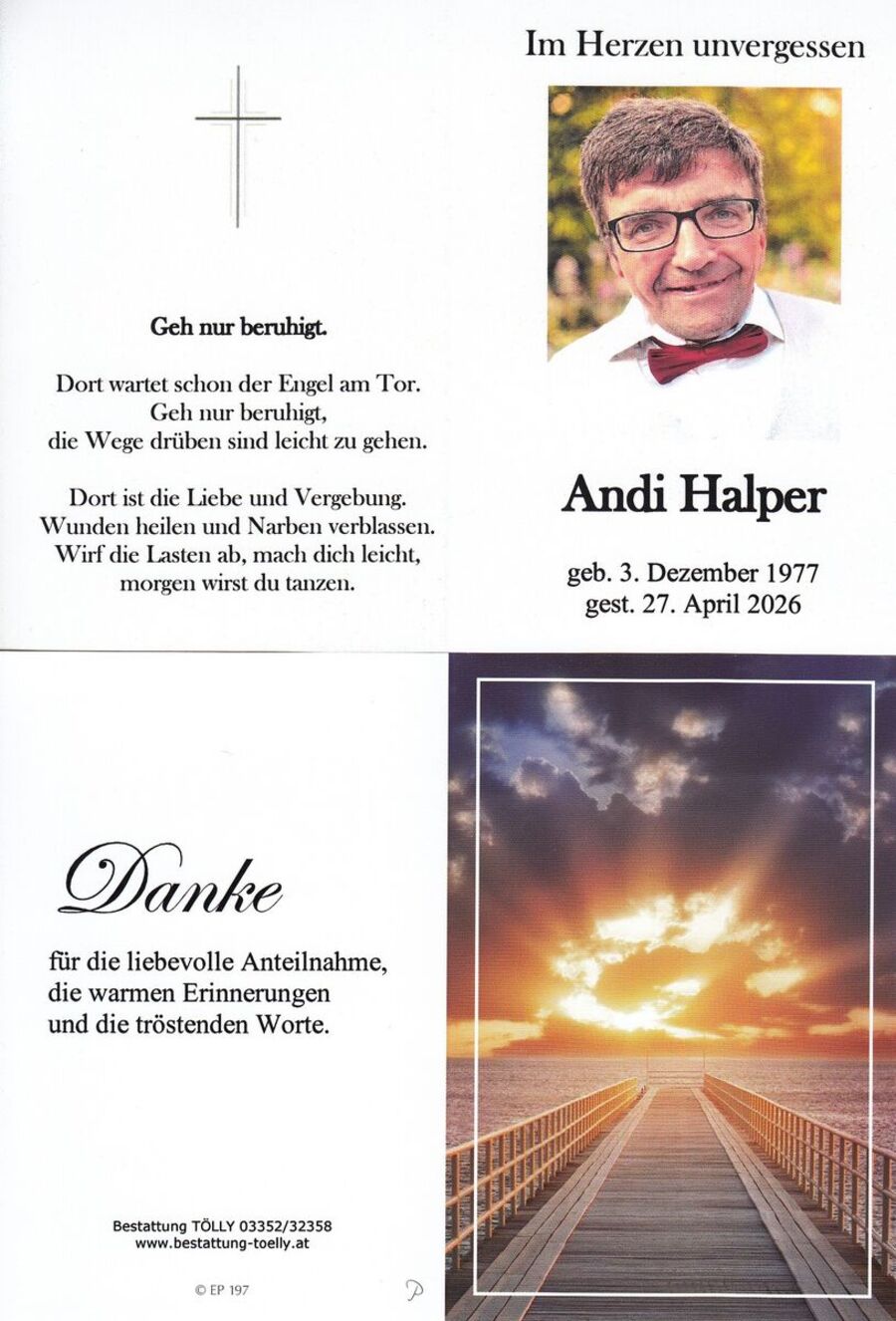 Gedenkkarte Andreas Halper