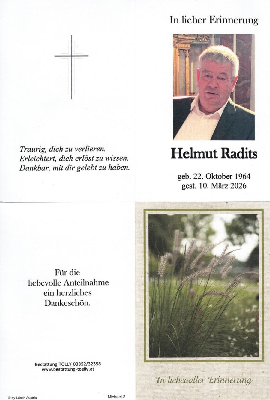 Gedenkkarte Helmut Radits