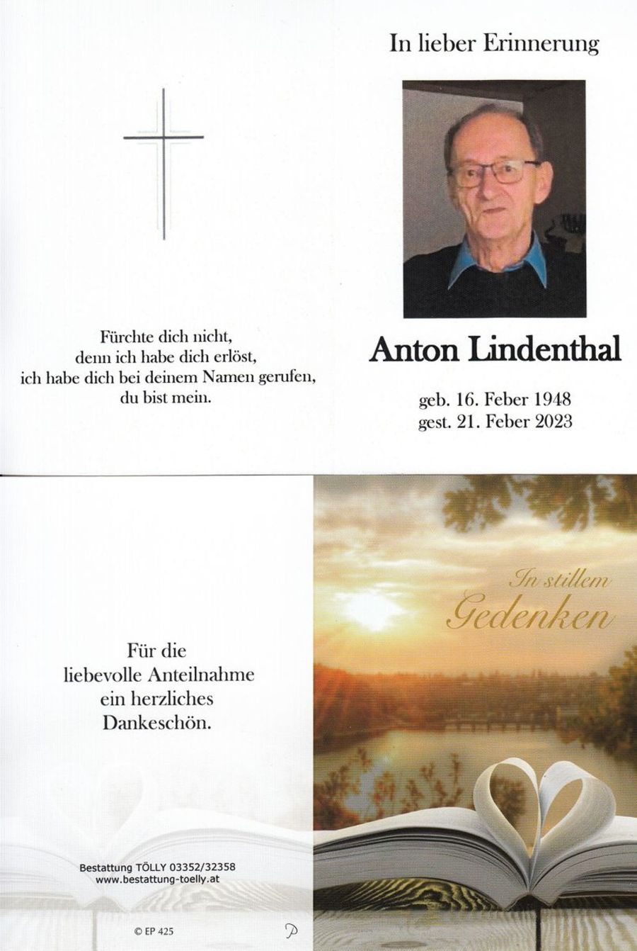 Gedenkkarte Anton Lindenthal