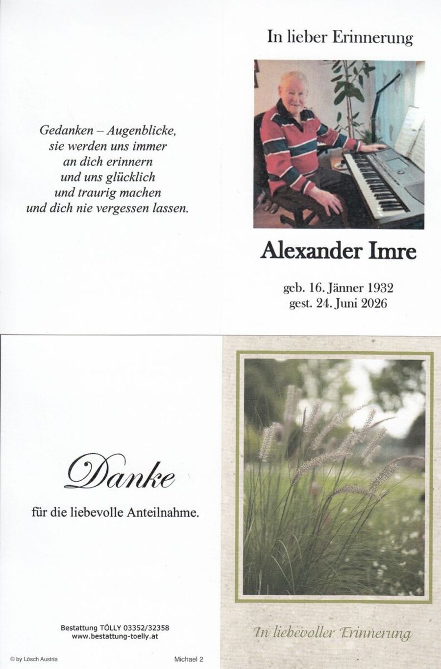 Gedenkkarte Alexander Imre