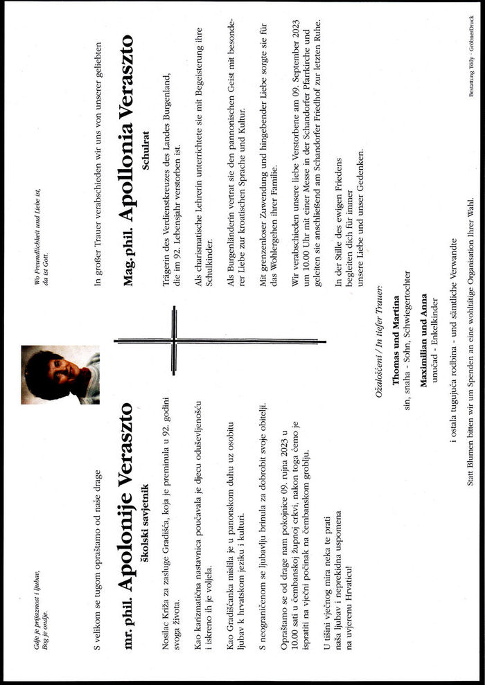Parte Mag. phil. Apollonia Veraszto