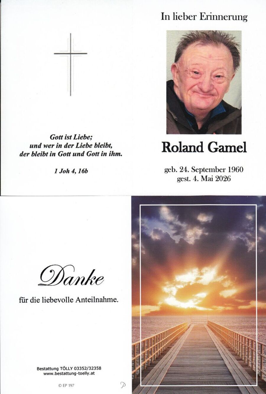 Gedenkkarte Roland Gamel