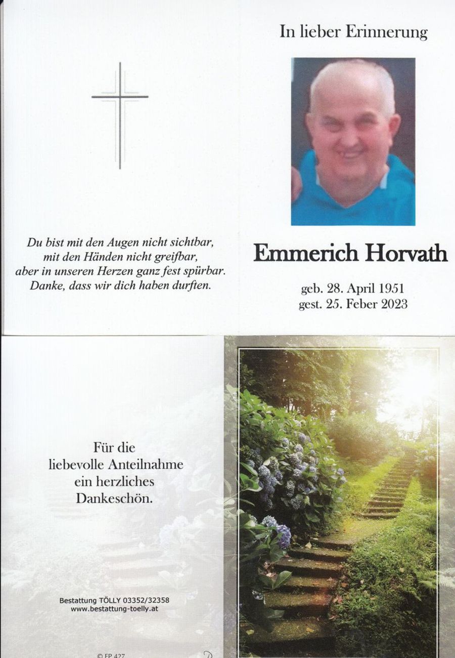 Gedenkkarte Emmerich Horvath