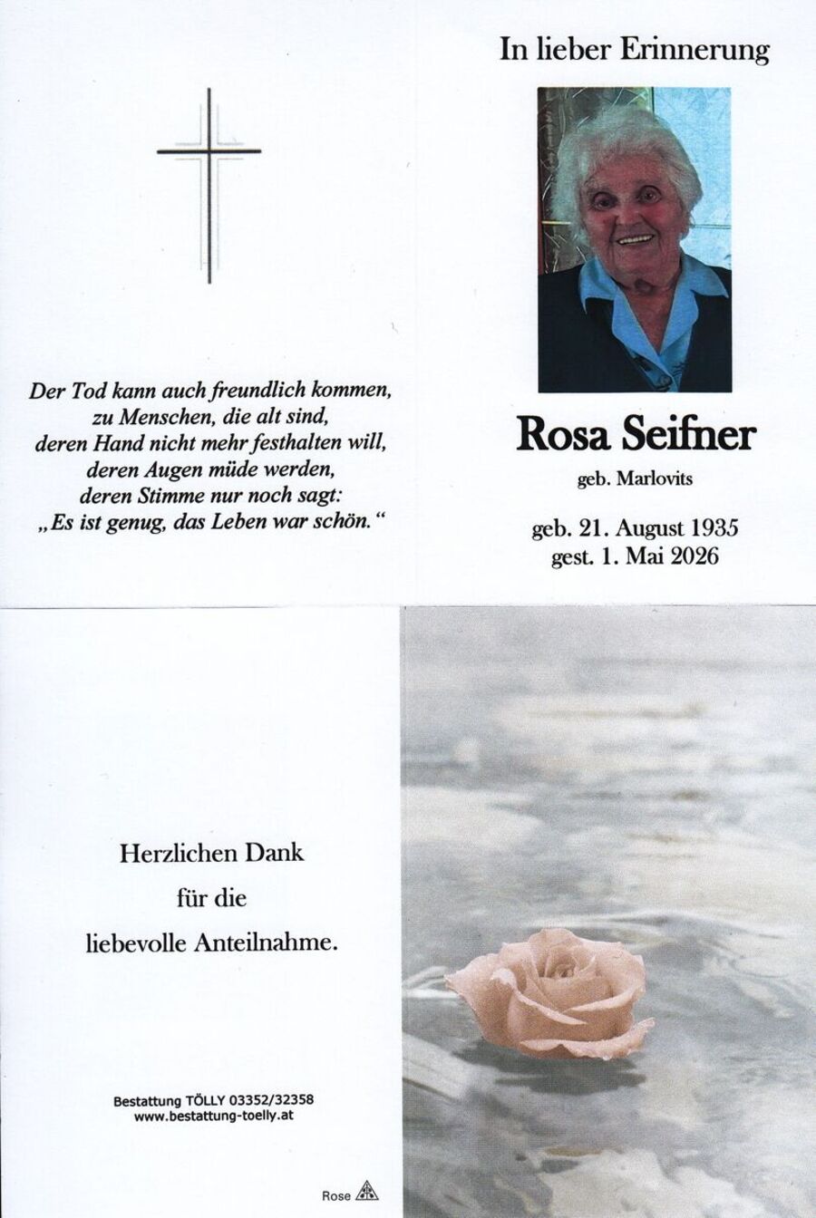 Gedenkkarte Rosa Seifner