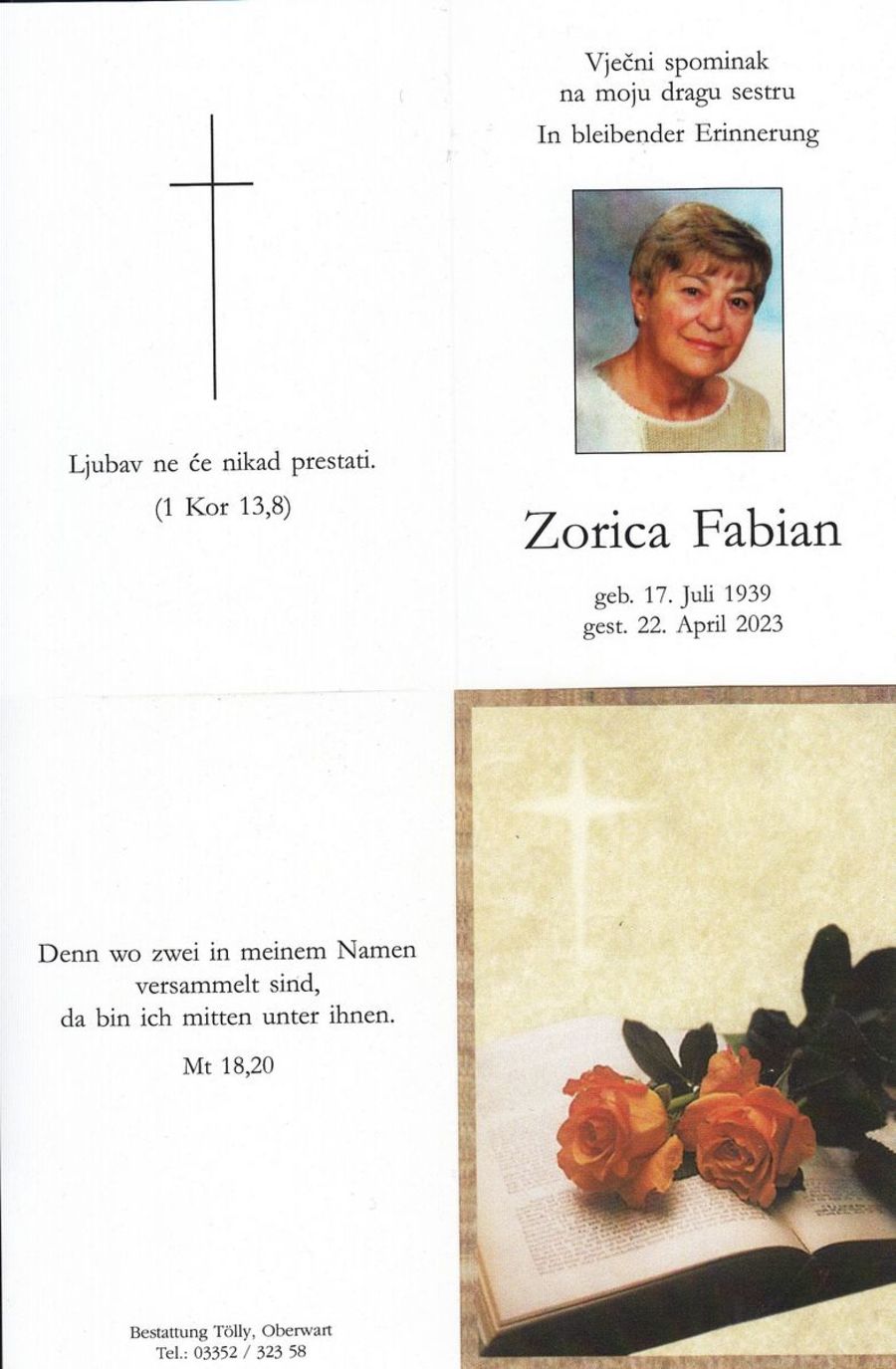 Gedenkkarte Aurora Fabian
