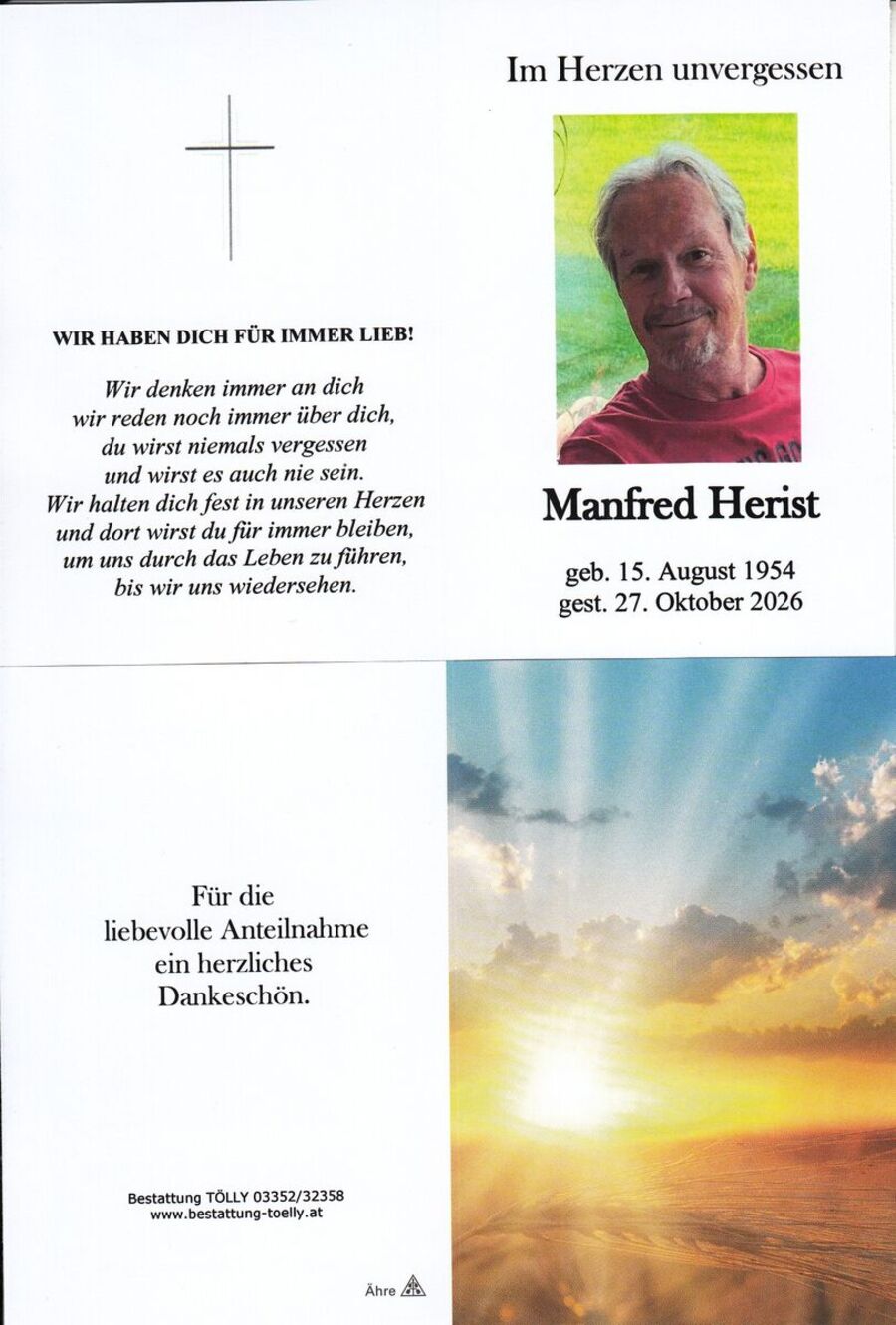 Gedenkkarte Manfred Herist