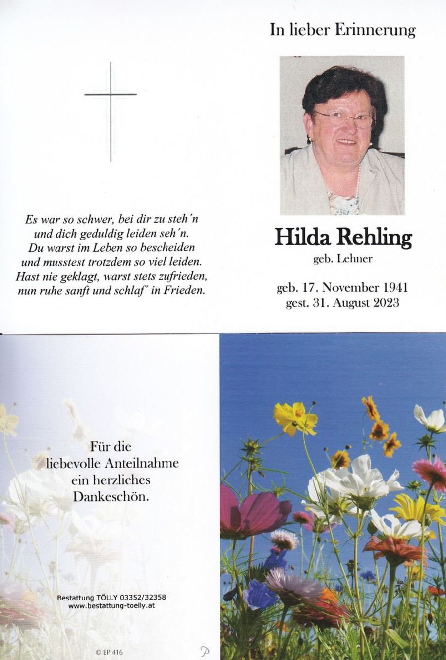 Gedenkkarte Mathilde Rehling