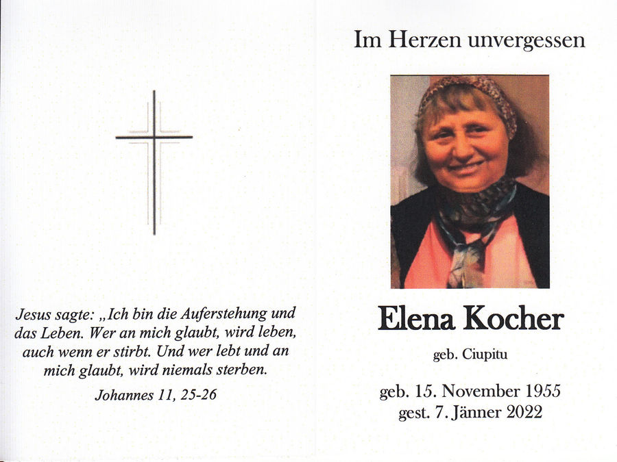 Gedenkkarte Elena Kocher