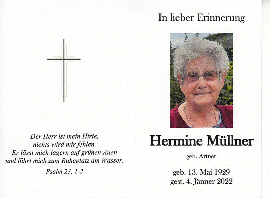 Gedenkkarte Hermine Müllner