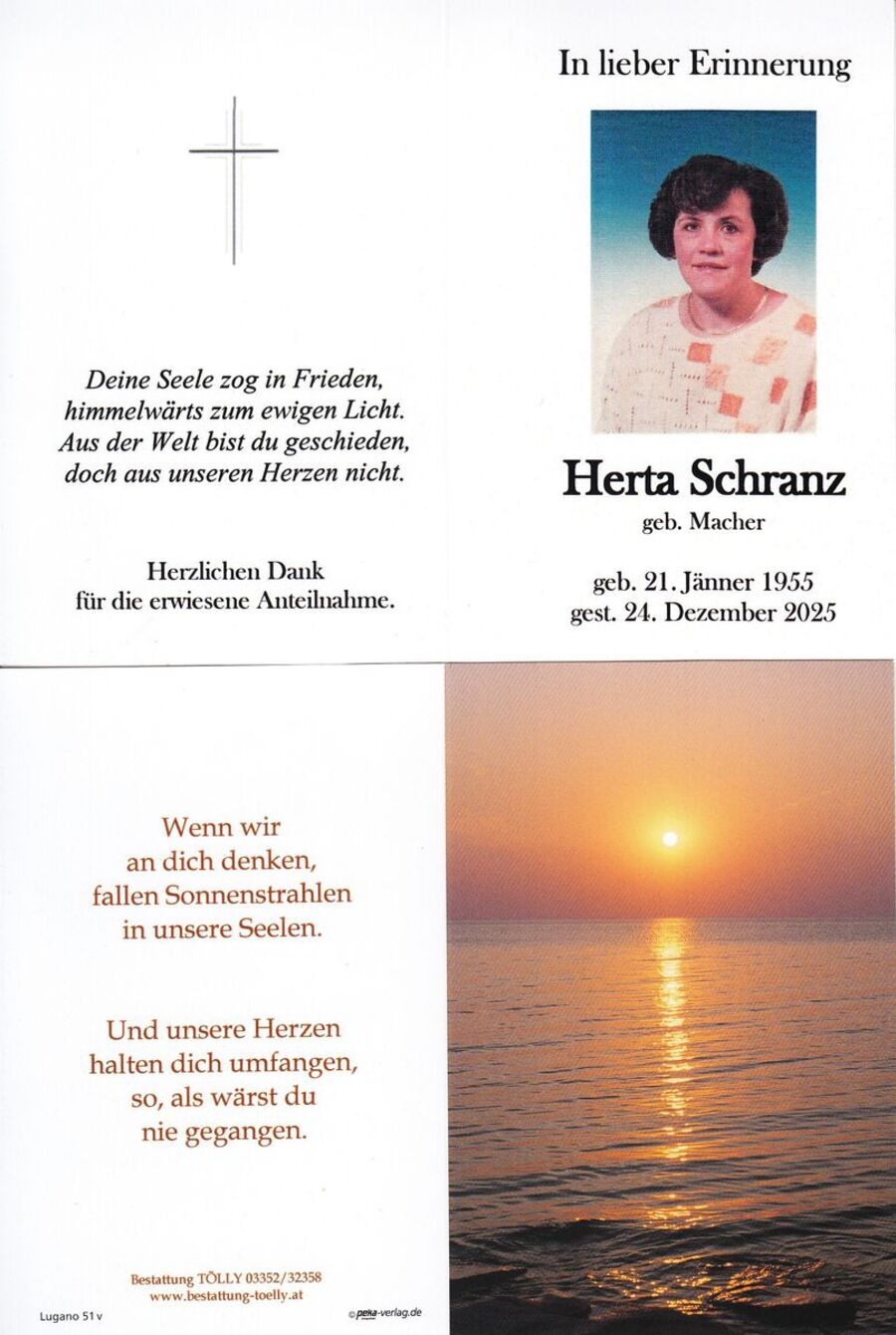 Gedenkkarte Herta Schranz