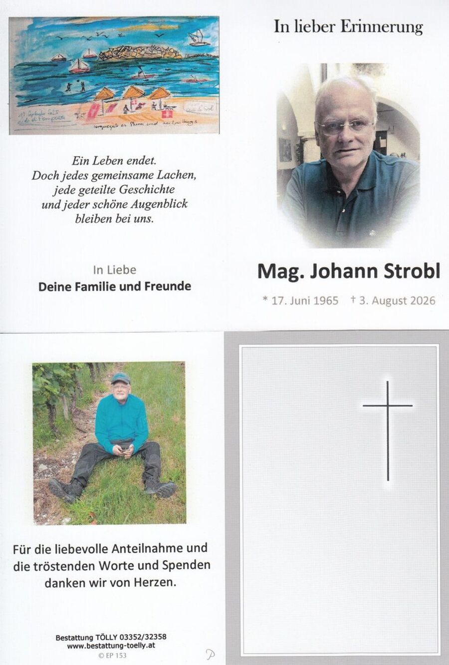 Gedenkkarte Mag. Johann Strobl