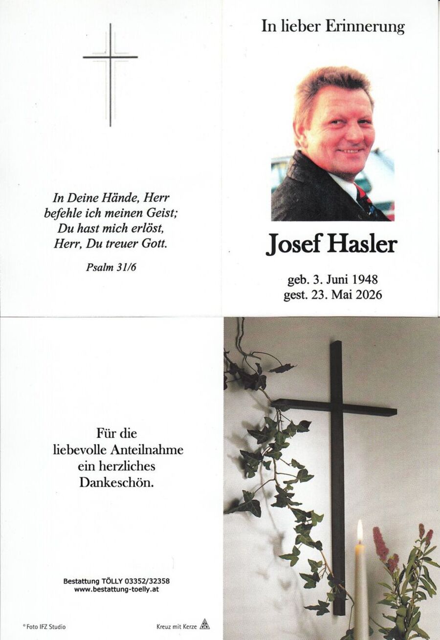 Gedenkkarte Josef Hasler