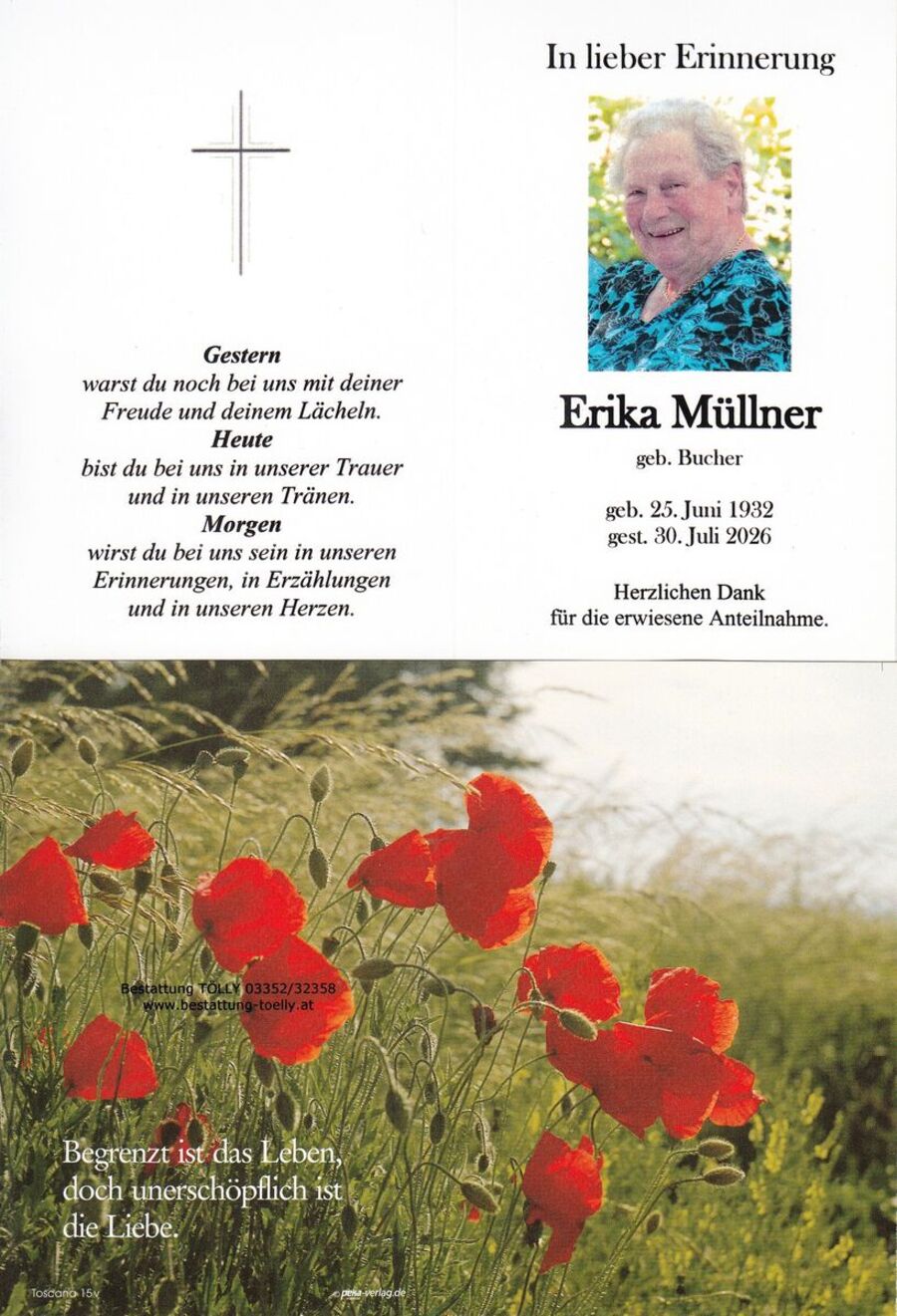 Gedenkkarte Erika Müllner