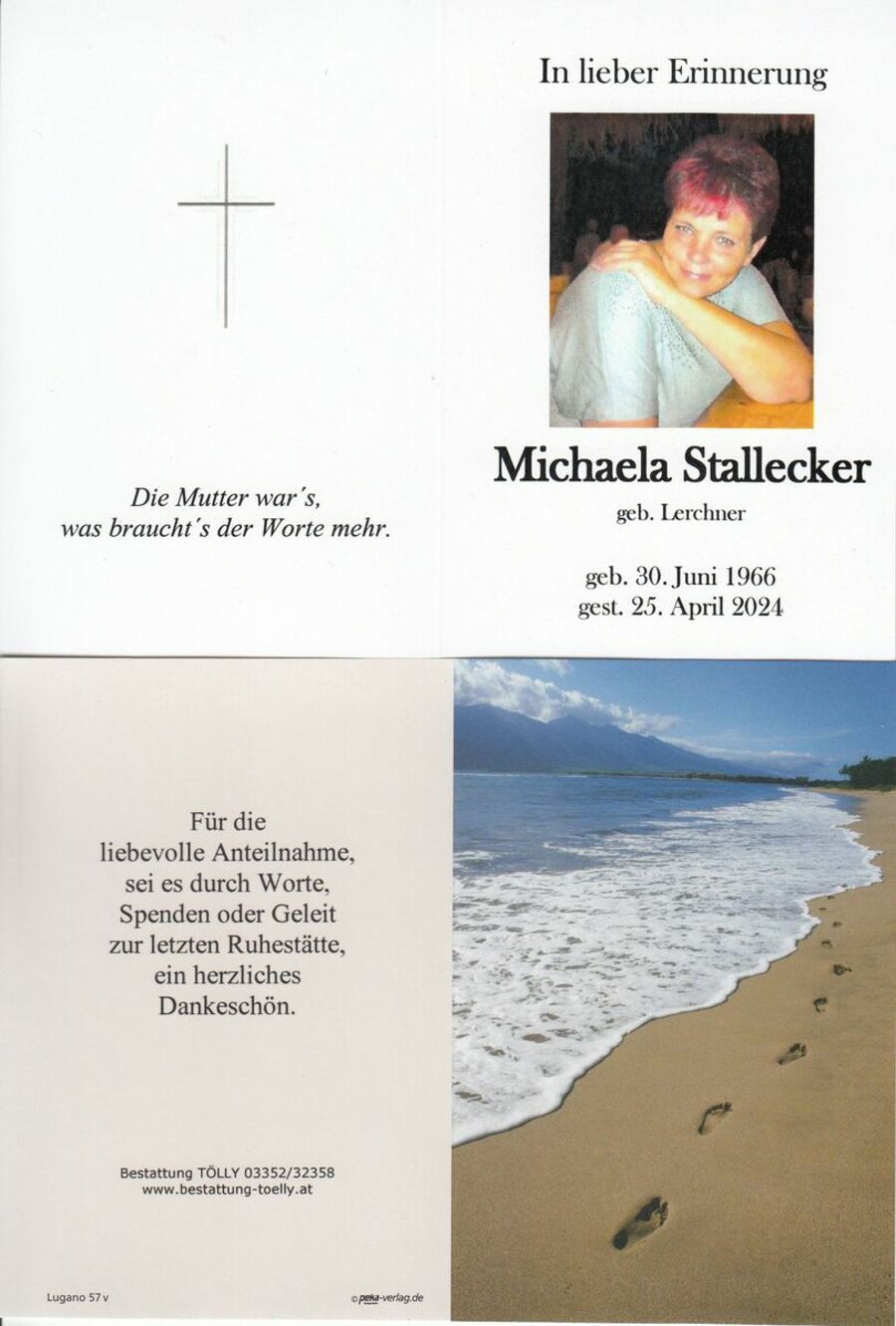 Gedenkkarte Michaela Stallecker