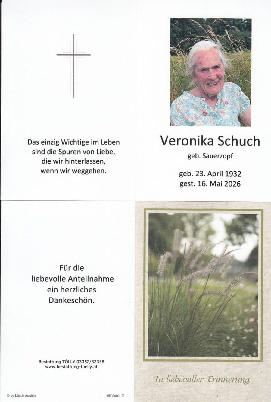 Gedenkkarte Veronika Schuch