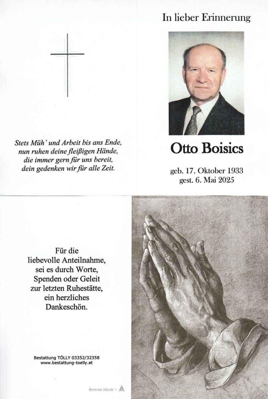 Gedenkkarte Otto Boisics