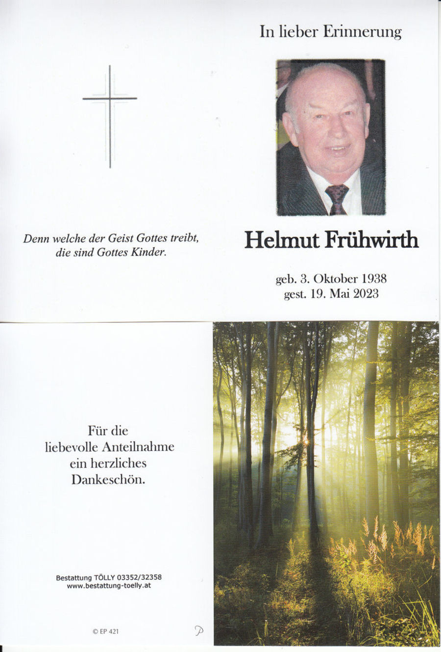 Gedenkkarte Helmut Frühwirth
