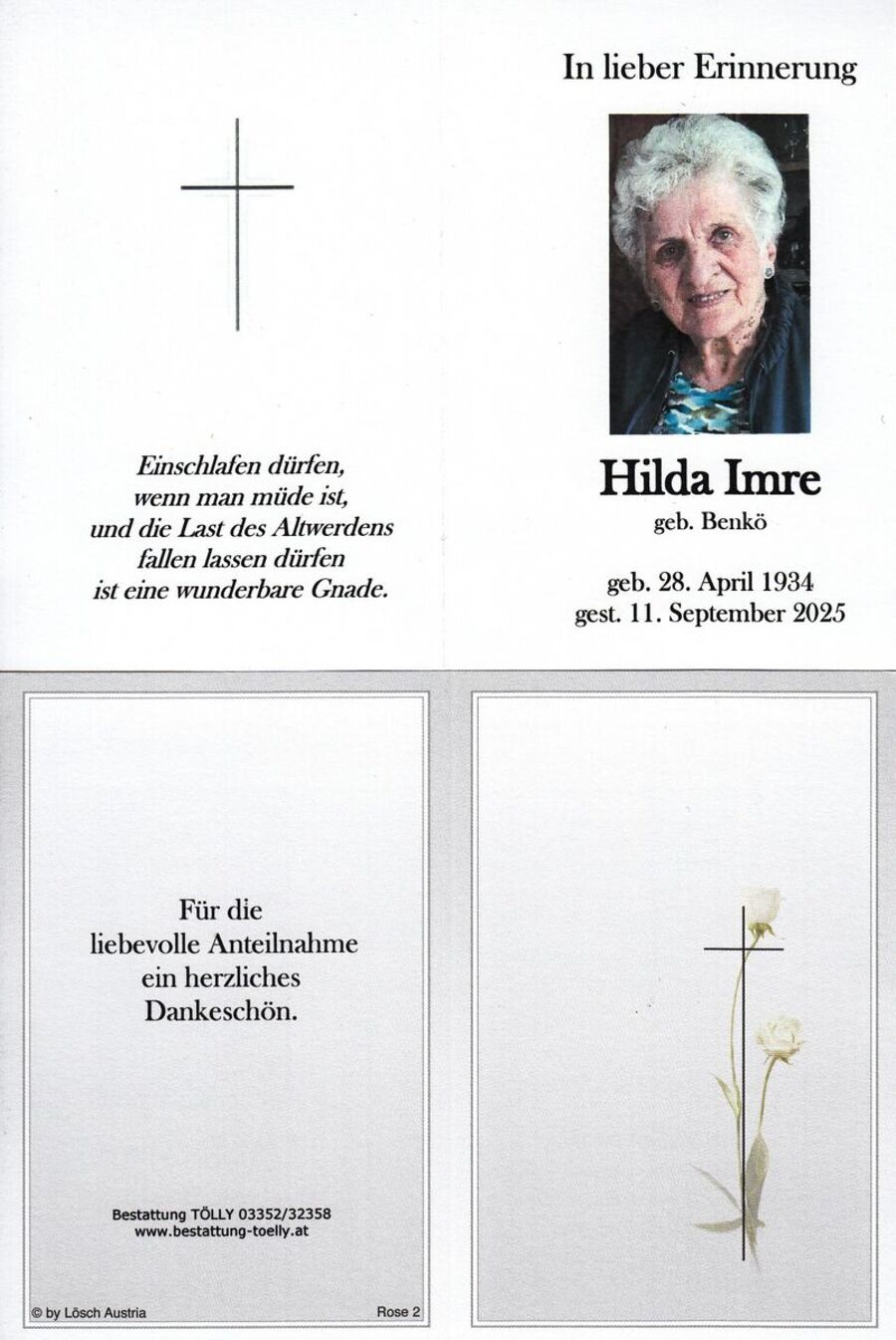 Gedenkkarte Hilda Imre