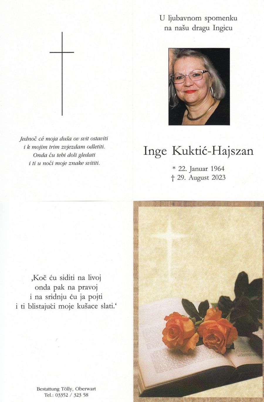 Gedenkkarte Inge Kuktic-Hajszan