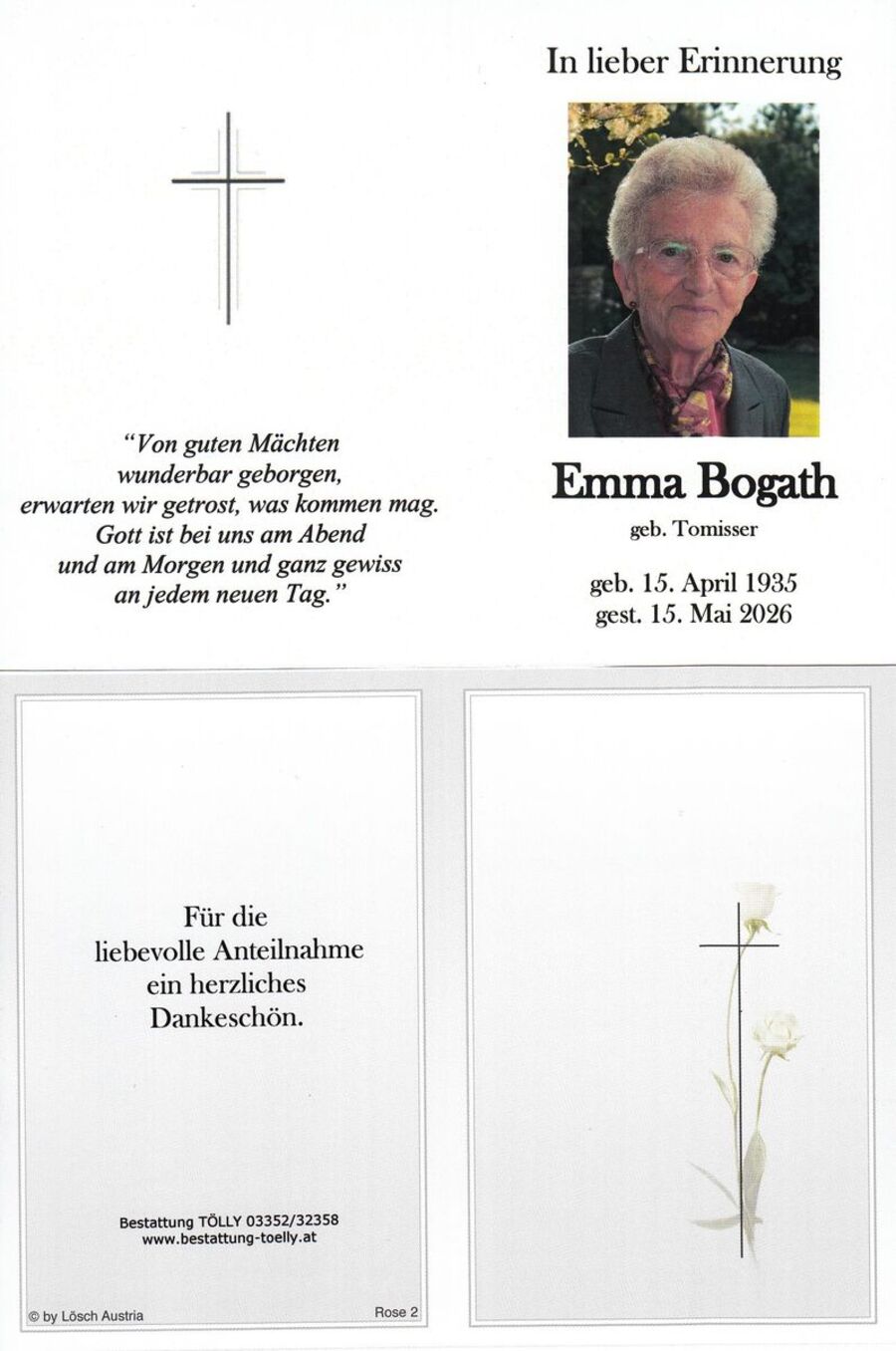 Gedenkkarte Emma Bogath