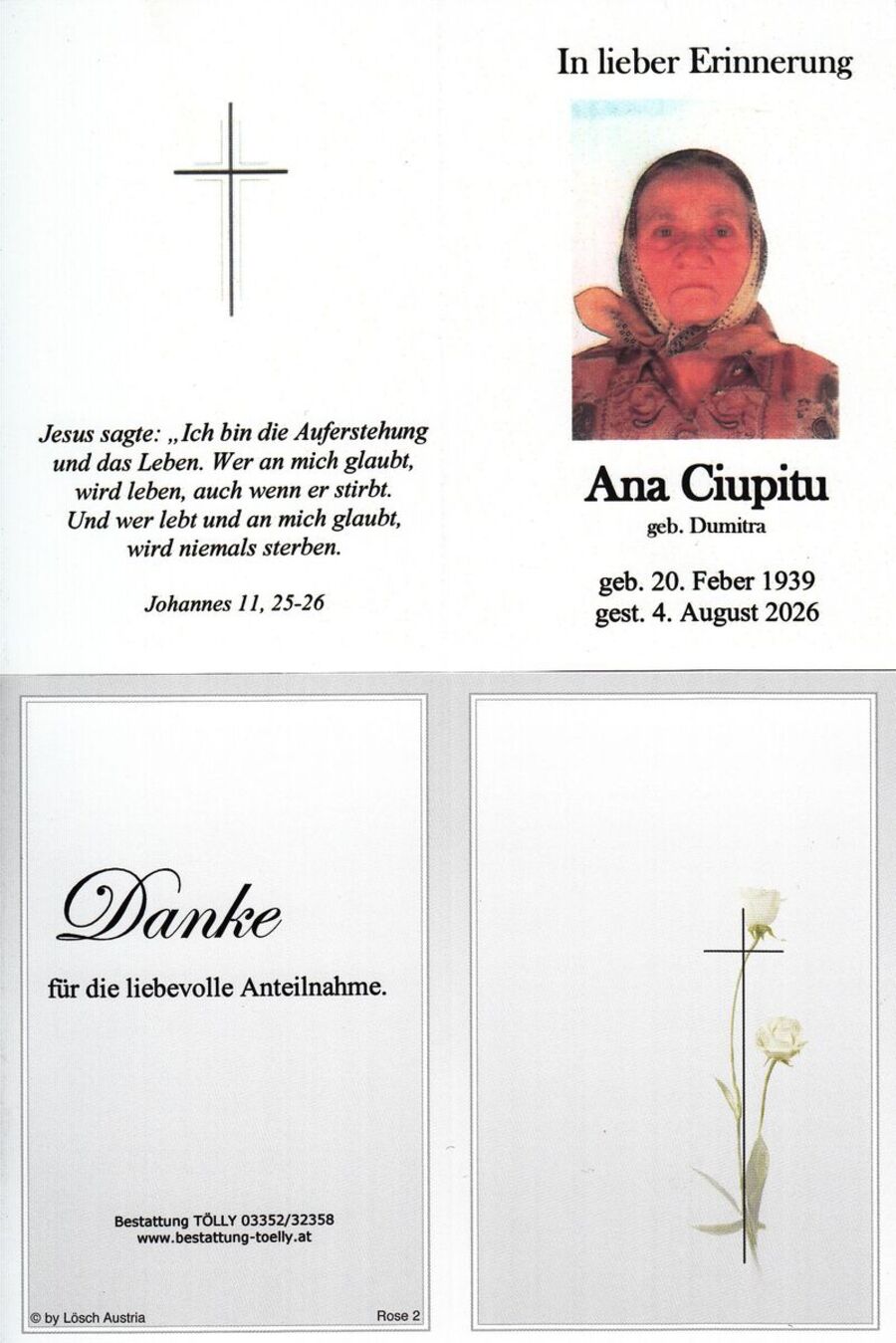 Gedenkkarte Ana Ciupitu
