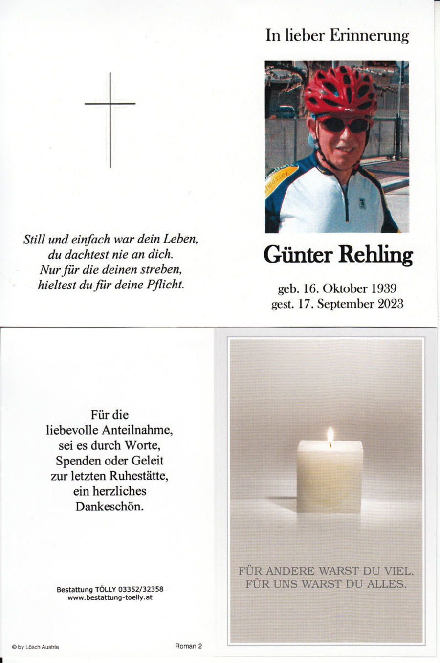 Gedenkkarte Günter Rehling