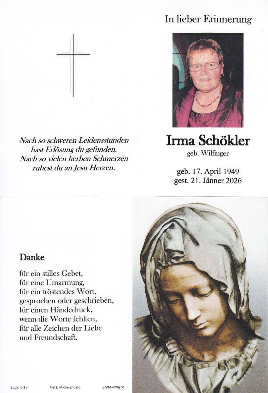 Gedenkkarte Irma Schökler