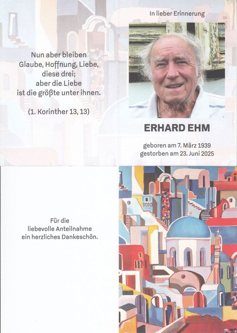 Gedenkkarte Erhard Ehm