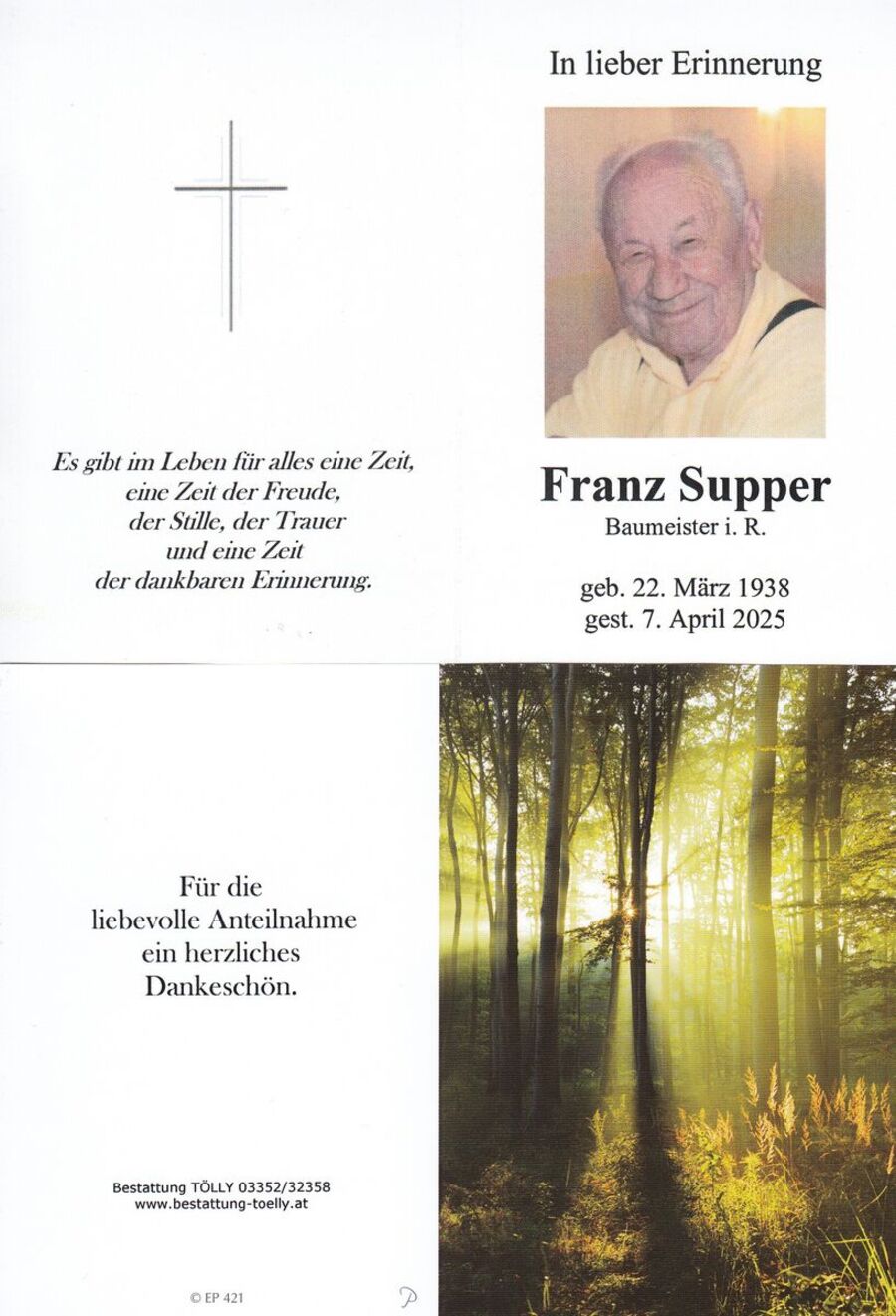 Gedenkkarte Franz Supper