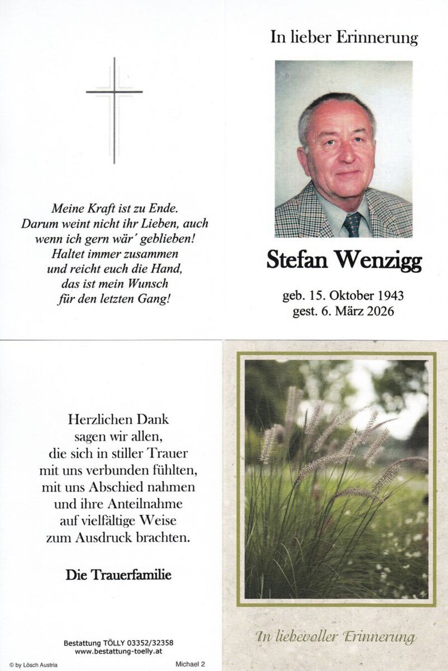 Gedenkkarte Stefan Wenzigg