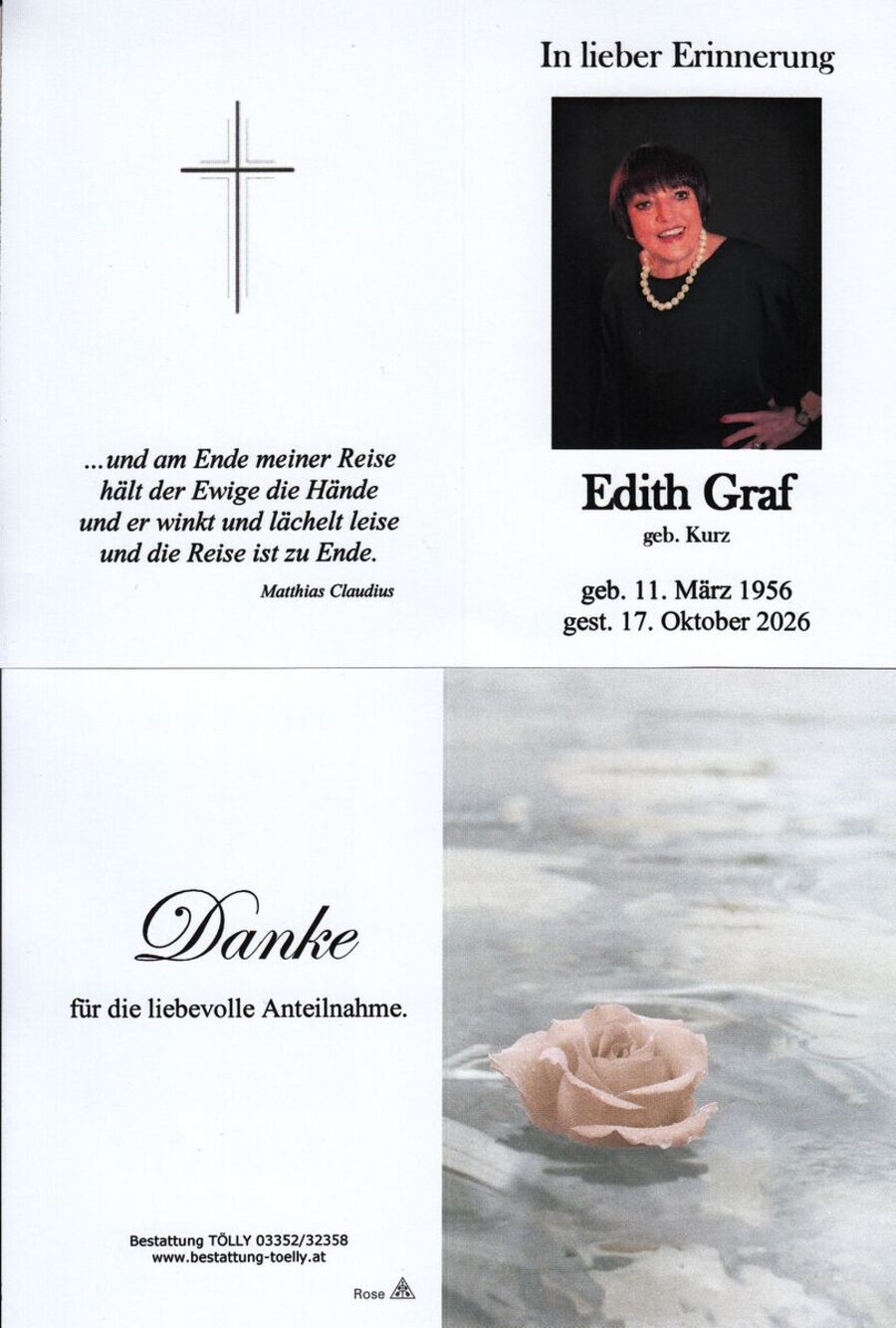 Gedenkkarte Edith Graf