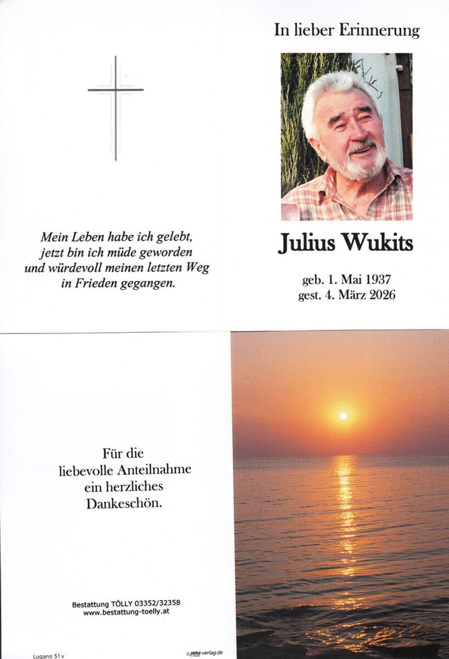 Gedenkkarte Julius Wukits