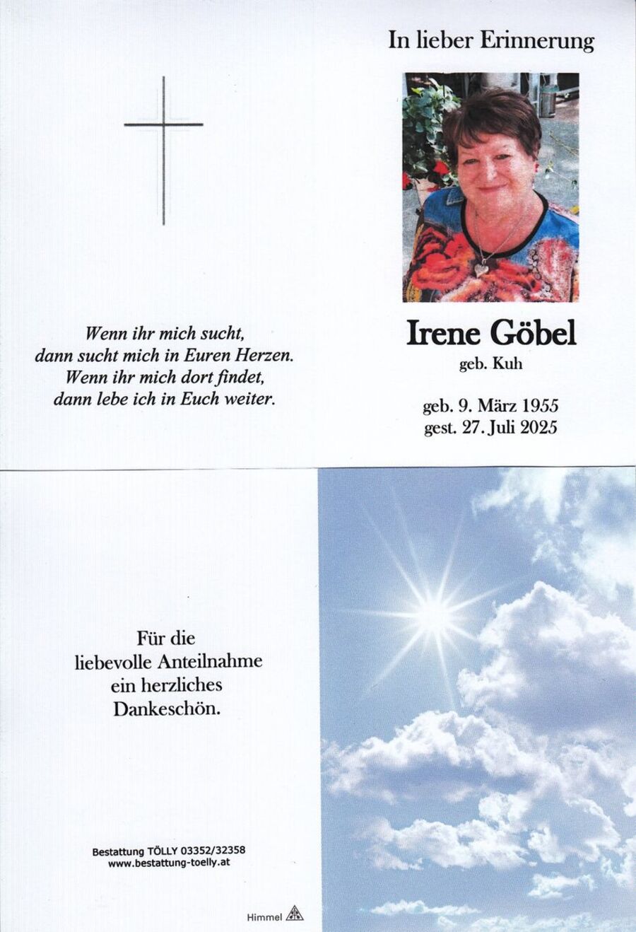 Gedenkkarte Irene Göbel