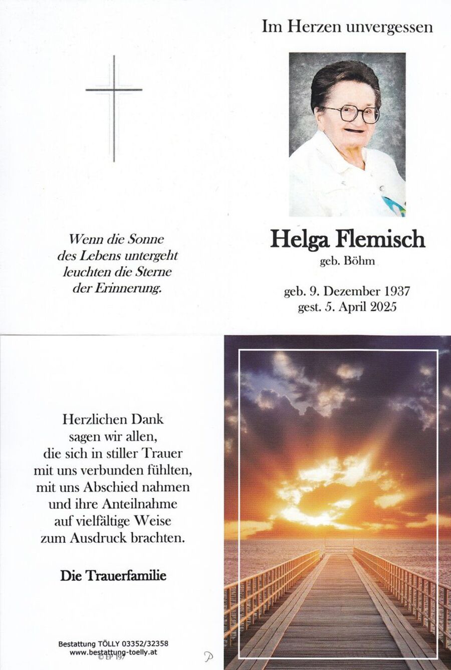Gedenkkarte Helga Flemisch