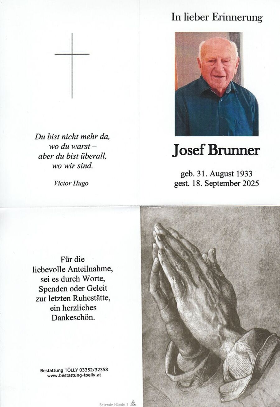 Gedenkkarte Josef Brunner
