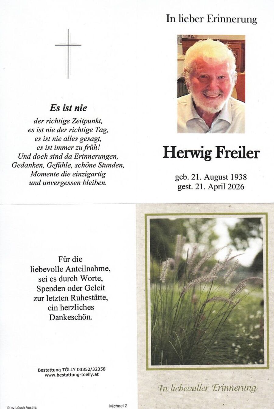 Gedenkkarte Herwig Freiler