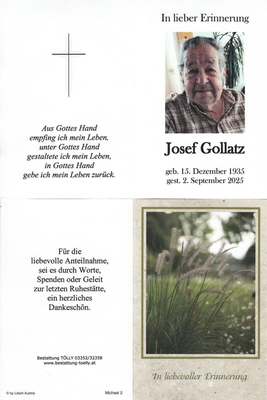 Gedenkkarte Josef Gollatz