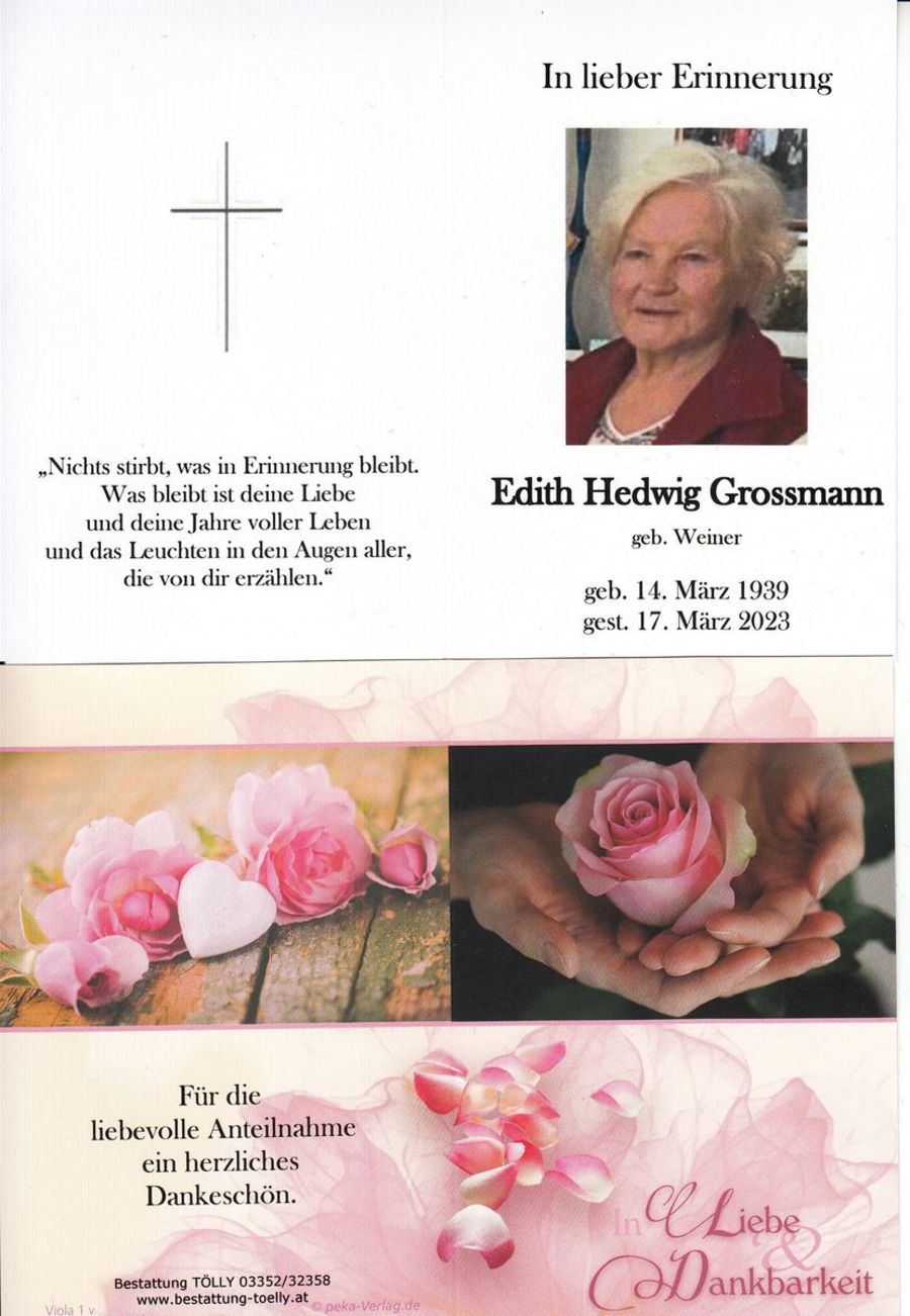Gedenkkarte Edith Hedwig Grossmann