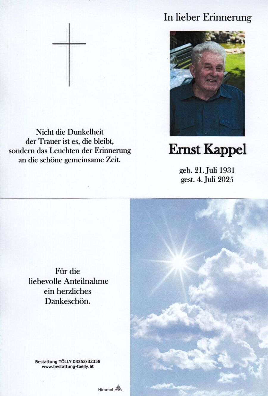 Gedenkkarte Ernst Kappel