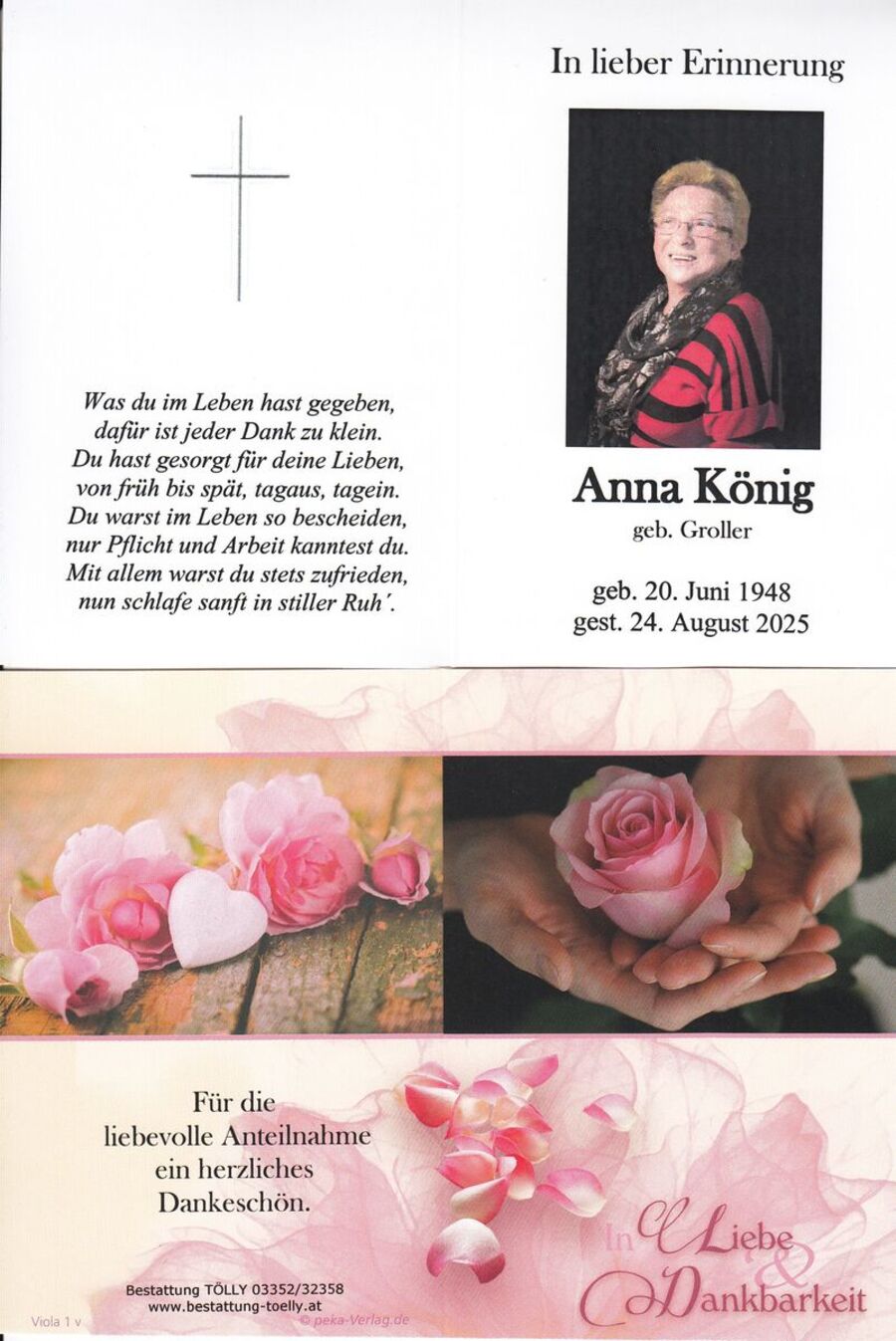 Gedenkkarte Anna König