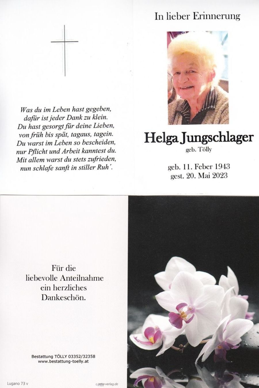 Gedenkkarte Helga Jungschlager