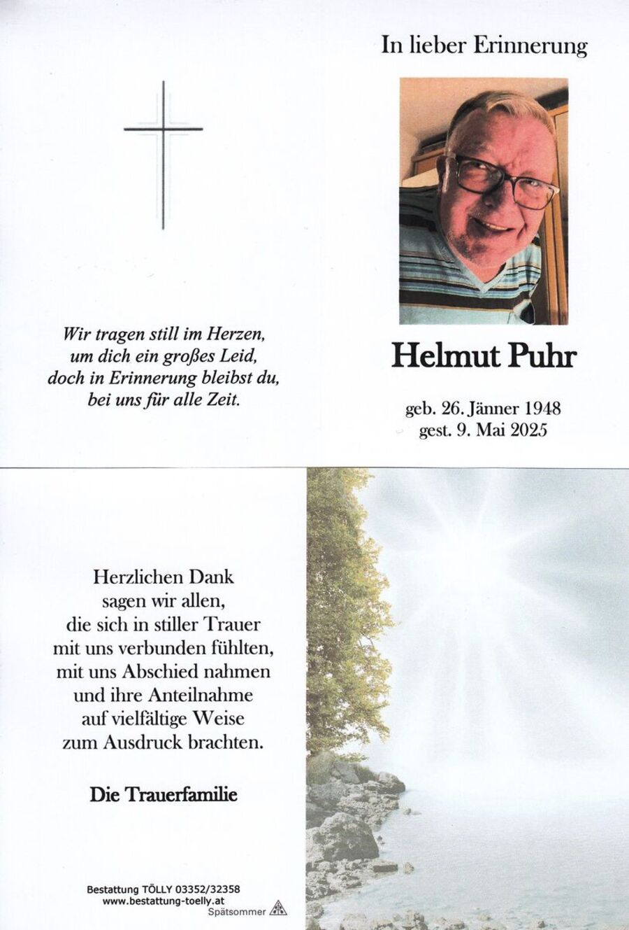 Gedenkkarte Helmut Puhr