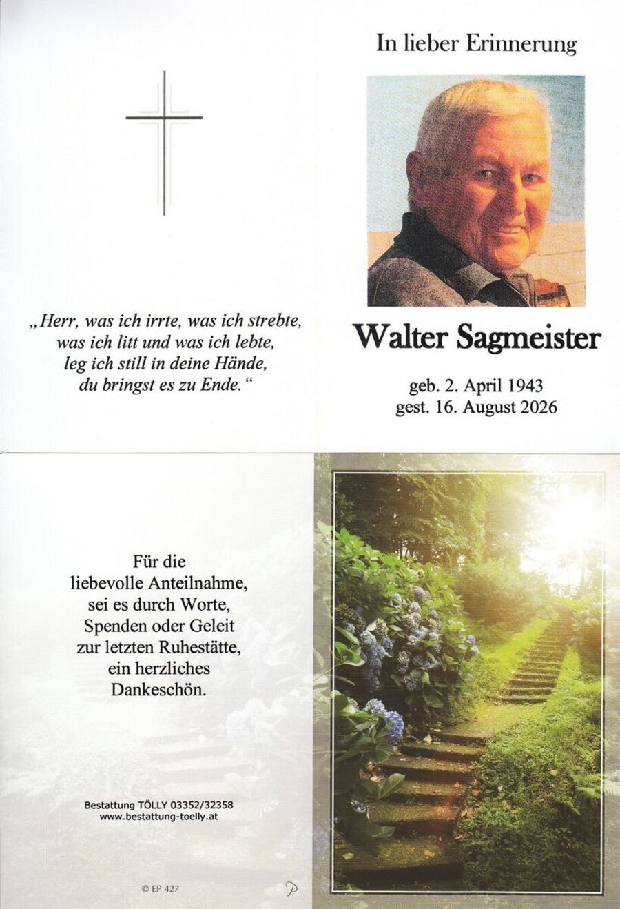 Gedenkkarte Walter Sagmeister