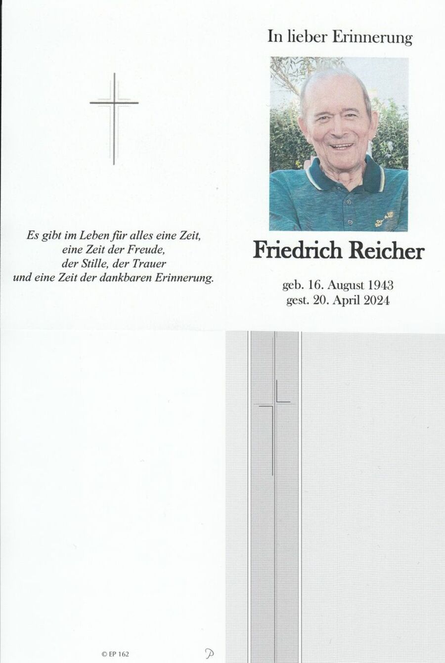Gedenkkarte Friedrich Reicher