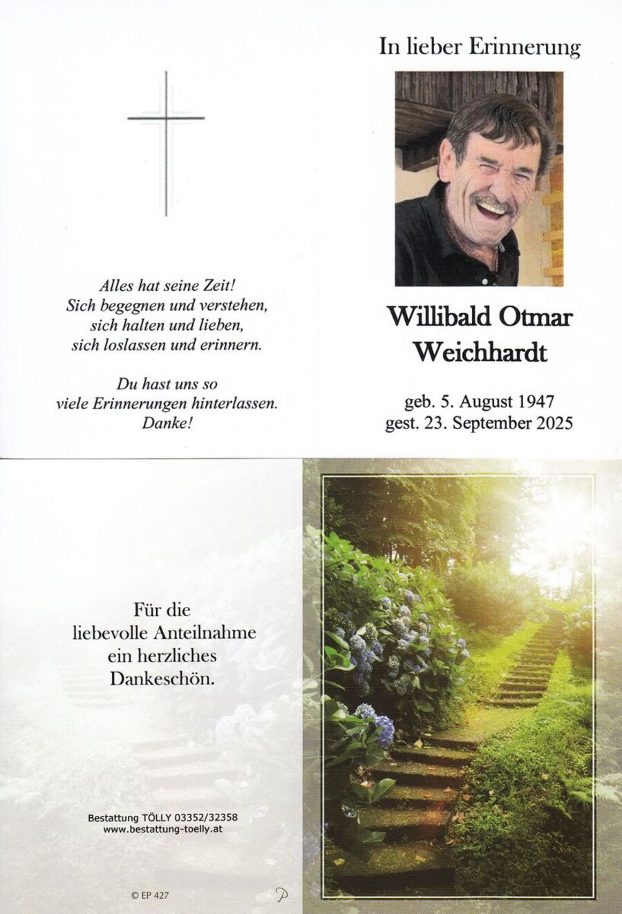 Gedenkkarte Willibald Otmar Weichhardt
