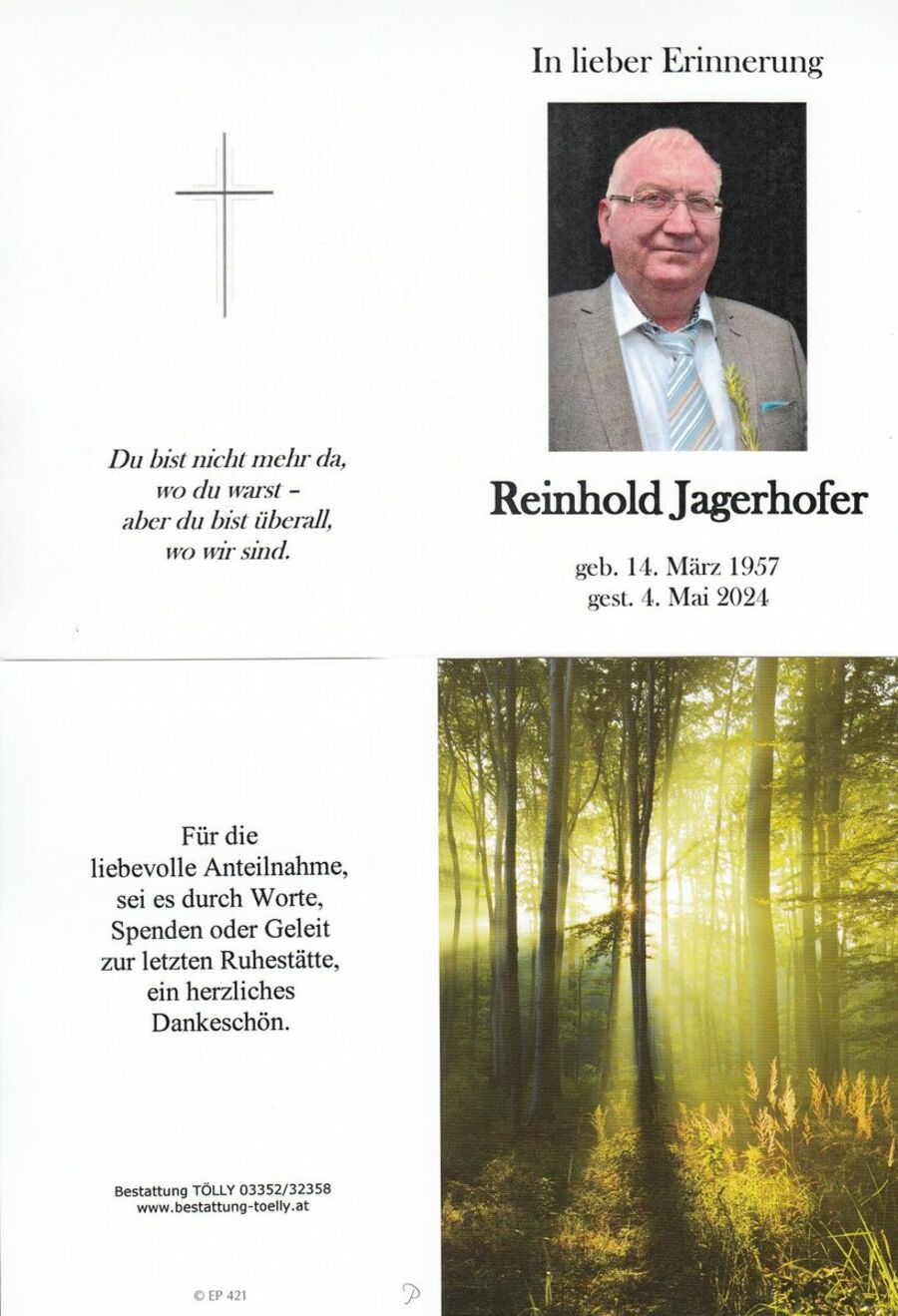 Gedenkkarte Reinhold Jagerhofer
