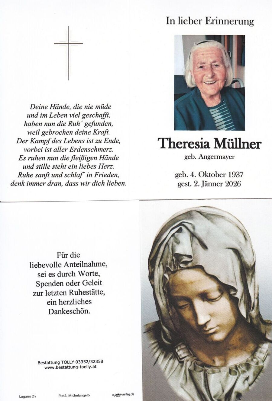 Gedenkkarte Theresia Müllner